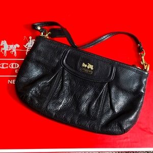 Coach Black Pebbled Leather Wristlet Purse